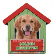 Pancarte métal Dans cette maison vit un super Golden Retriever