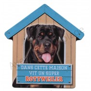 Pancarte métal Dans cette maison vit un super Rottweiler