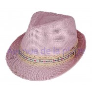 Chapeau borsalino enfant rose bandeau fleuri