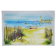 Planche à découper vélo rouge à la plage