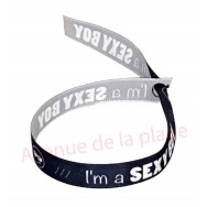 Bracelet ruban message I'm a sexy boy