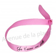Bracelet ruban message Je t'aime ma fille