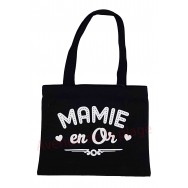 Sac à main cabas message Mamie en Or