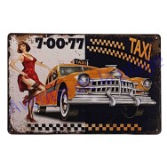 Plaque vintage Pin up et taxi de New-York
