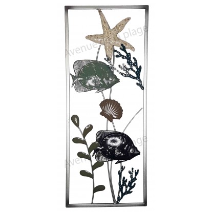 Cadre poisson et corail en métal 61 cm B