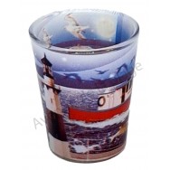 Verre à shooter phare noir et blanc et pêcheur