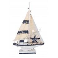 Voilier design avec voile et filet 29 cm