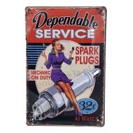 Plaque vintage Pin-up et bougie de voiture