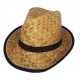 Chapeau Borsalino en paille tissus noir