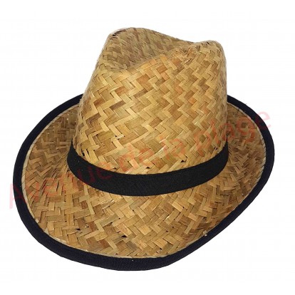 Chapeau Borsalino en paille tissus noir
