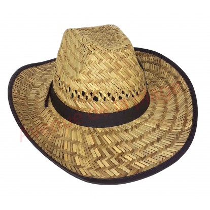 Chapeau de cowboy en paille tissus noir