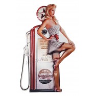 Plaque métal Pin-up sexy pompe à essence