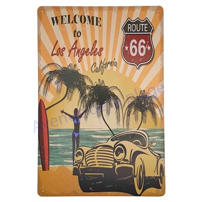 Plaque vintage Route 66 California beach