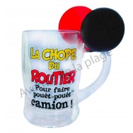 Chope à bière humoristique La Chope du routier avec klaxon
