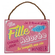Plaque message "Ma fille adorée"