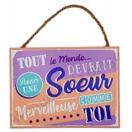 Plaque message "Soeur Merveilleuse"