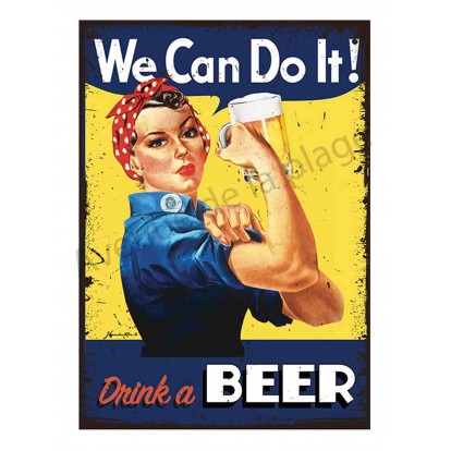 Plaque carton vintage We can do it ! Drink a beer