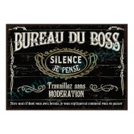 Plaque carton vintage Bureau du Boss