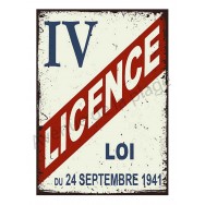 Plaque carton vintage Licence 4