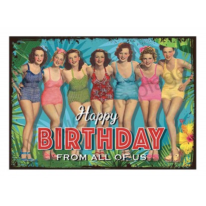 Plaque Carton Vintage Pin Up Happy Birthday Deco Anniversaire
