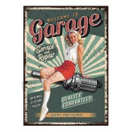 Plaque carton vintage garage Pin-up