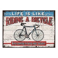 Plaque carton vintage Riding a bicycle