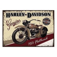 Plaque carton vintage moto Harley Davidson 750 Flathead