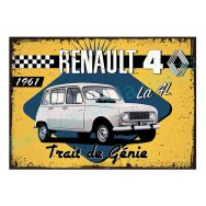 Plaque carton vintage Renault 4 trait de génie