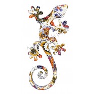 Lézard mural fleuri 39 cm