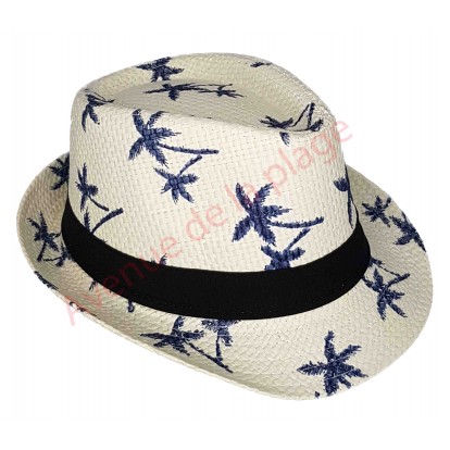 Chapeau adulte Borsalino blanc palmiers