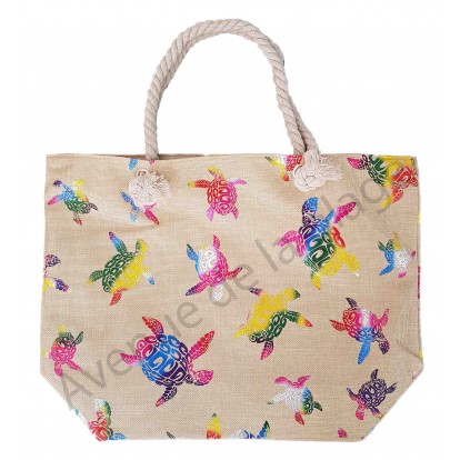 Sac de plage tortue de mer multicolore brillante