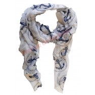 Foulard blanc ancre de bateau