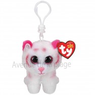 Peluche Ty Beanie Boo's porte clé Tabor le tigre blanc et rose
