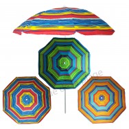 Parasol de plage anti UV 50+ à rayures colorées 180 cm