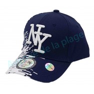 Casquette NY bicolore peinture bleue marine et blanche