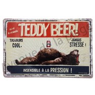 Plaque vintage "Ici vit un véritable Teddy Beer"