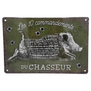 Plaque vintage Les 10 commandements du chasseur