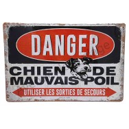 Plaque vintage Danger chien de mauvais poil