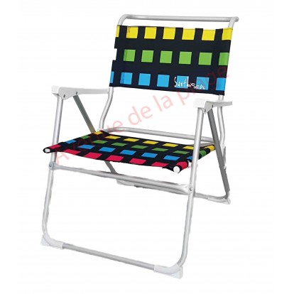 Chaise de plage basse carrés colorés en aluminium