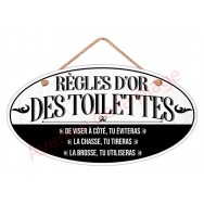 Plaque de porte "Règles d'or des Toilettes"