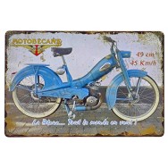 Plaque vintage Mobylette Motobécane bleue