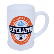 Chope à bière humoristique La bière du retraité