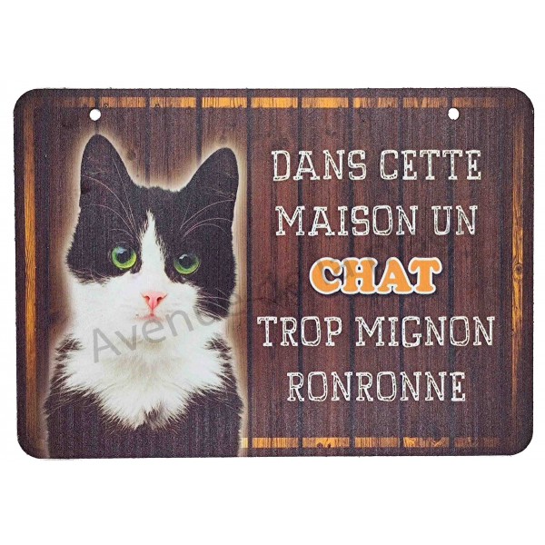 Pancarte Dans Cette Maison Un Chat Trop Mignon Ronronne Plaque Chat