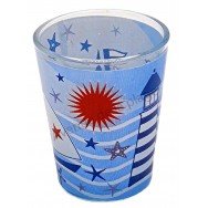 Verre à liqueur Voilier et phare au soleil