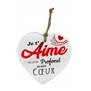 Coeur message Je t'Aime en céramique
