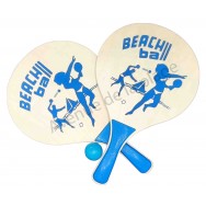 Raquettes de plage bleues en bois