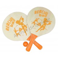 Raquettes de plage oranges en bois