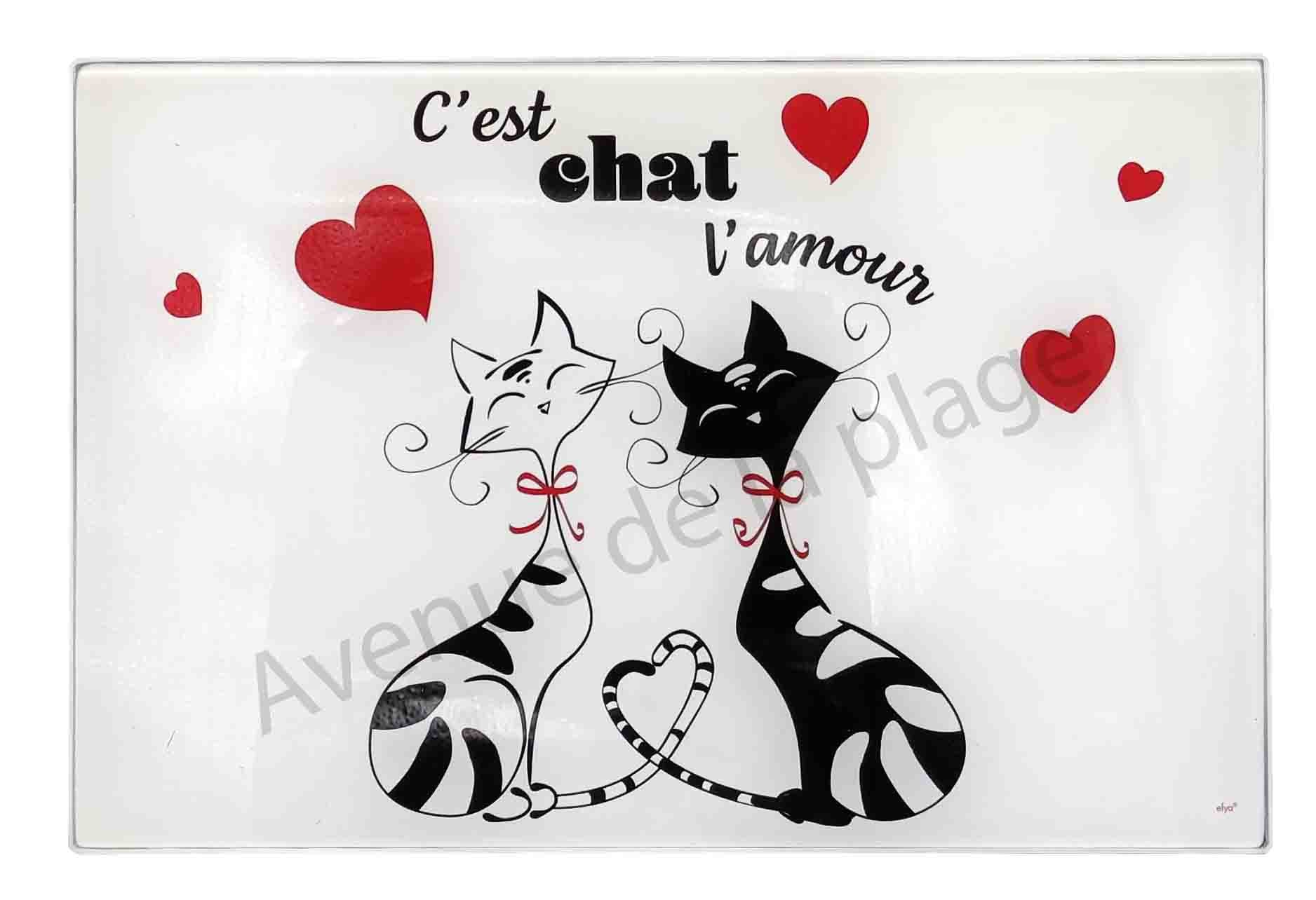 Planche à découper en Verre Collection Choupy Couple de Chats