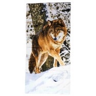 Serviette de plage Loup dans la neige
