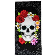 Serviette de plage Tête de Mort et fleurs
